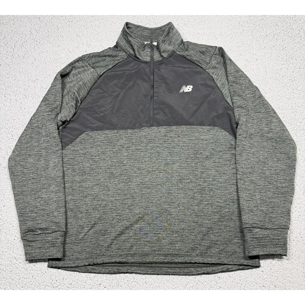 New Balance Pullover‎ Mens Large Gray 1/4 Zip Long Sleeve Running Athletic Top